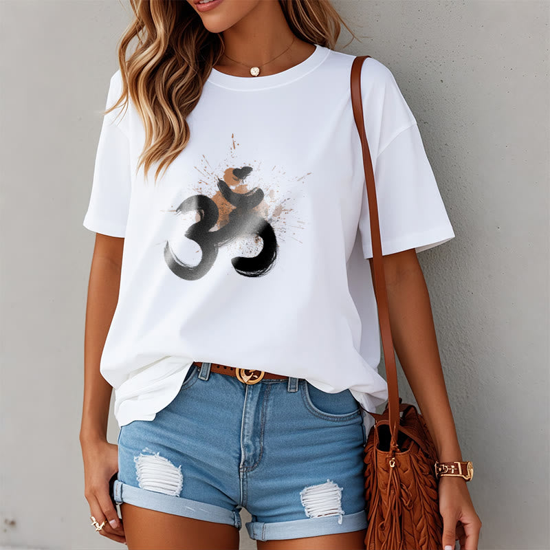 Koszulka z bawełny z Buddha Stones OM Sanskrit Design - image 3