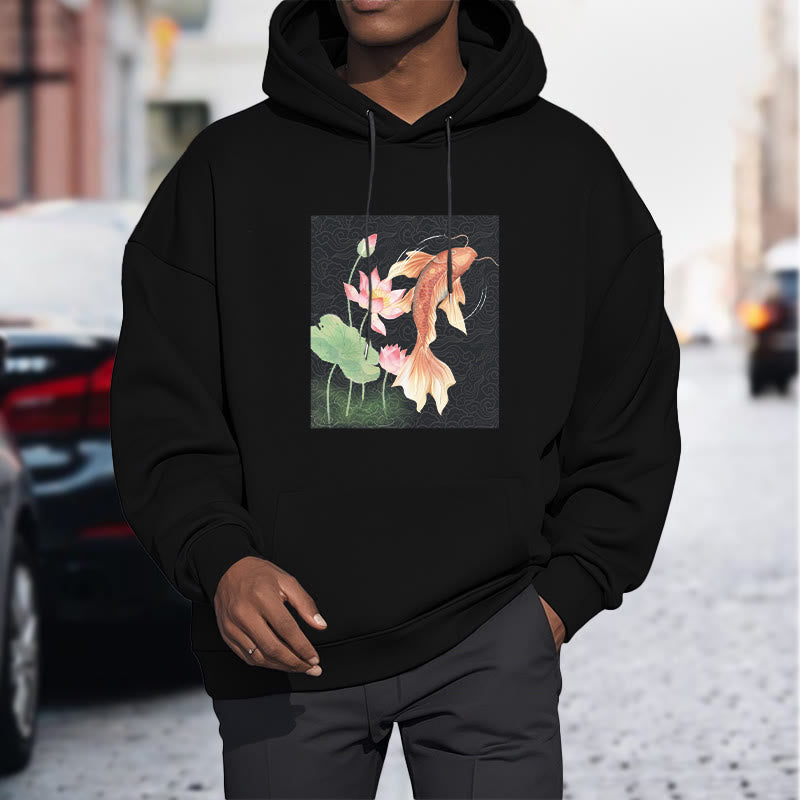 Bluza z kapturem Buddha Stones Koi Fish Lotus Design z podszewką z polaru - image 18
