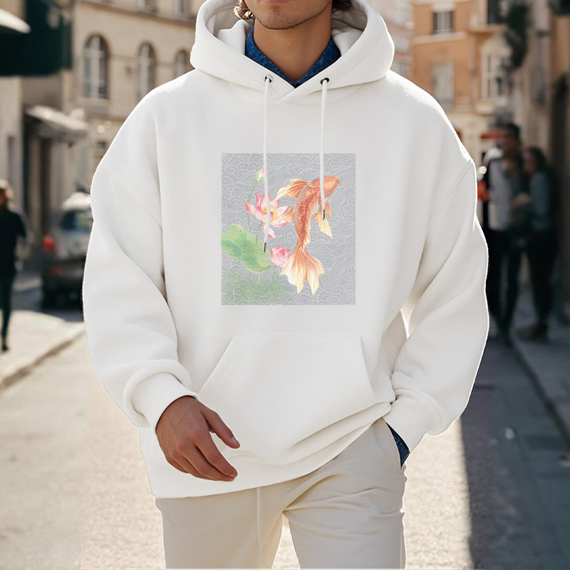 Bluza z kapturem Buddha Stones Koi Fish Lotus Design z podszewką z polaru - image 14