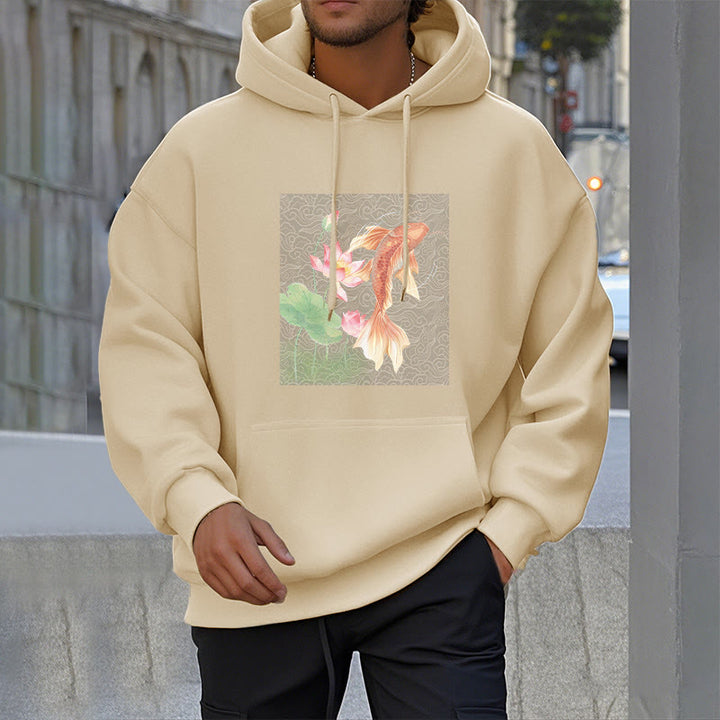 Bluza z kapturem Buddha Stones Koi Fish Lotus Design z podszewką z polaru - image 22