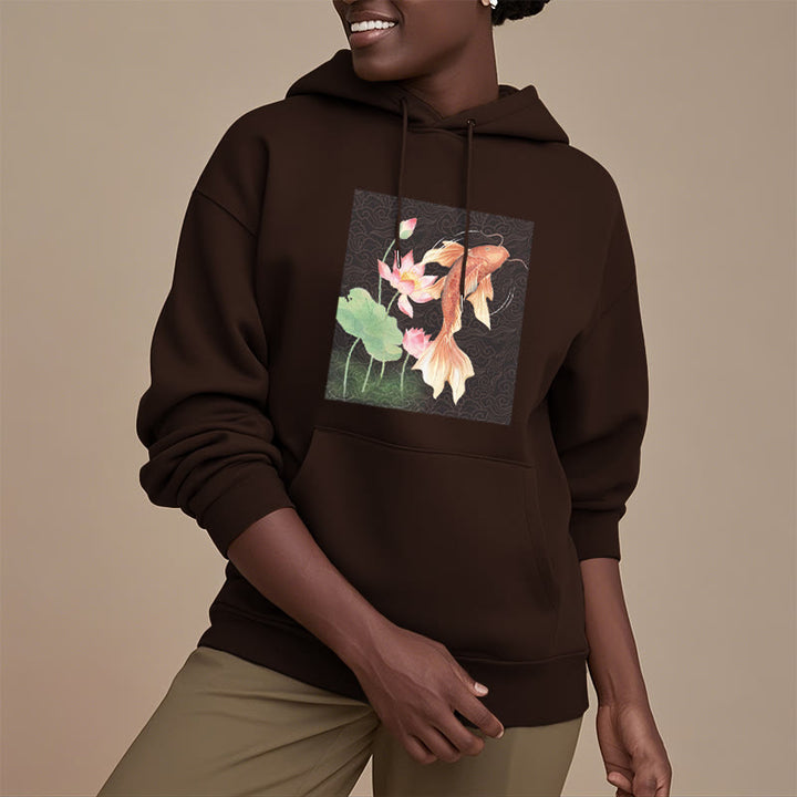 Bluza z kapturem Buddha Stones Koi Fish Lotus Design z podszewką z polaru - image 27