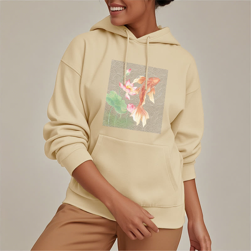 Bluza z kapturem Buddha Stones Koi Fish Lotus Design z podszewką z polaru - image 23
