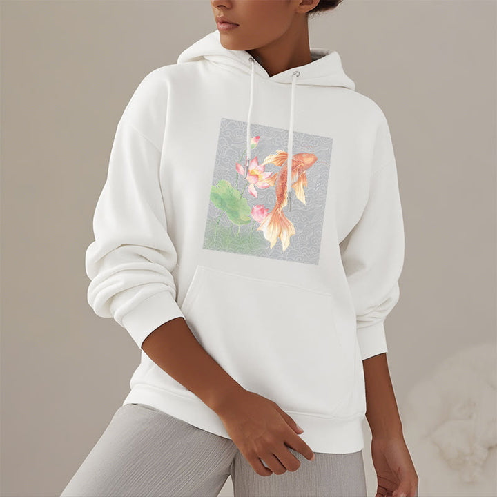 Bluza z kapturem Buddha Stones Koi Fish Lotus Design z podszewką z polaru - image 15