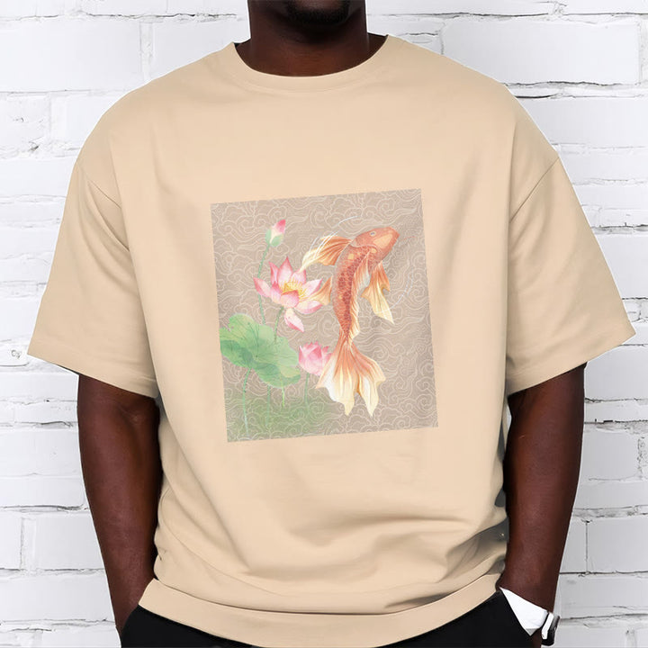 Buddha Stones Koi Ryba Lotos Kombinacja Bawełniana Koszulka T-shirt - image 13