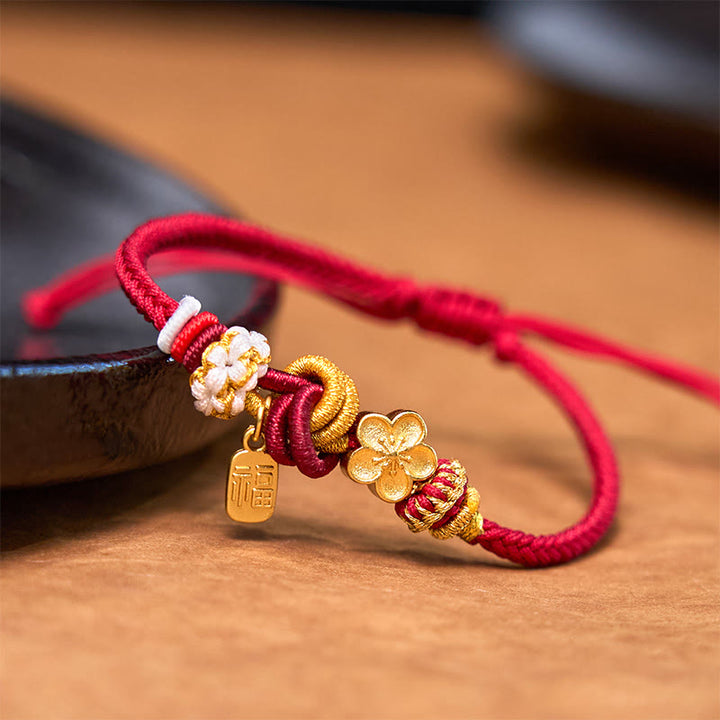 Bransoletka z czerwonego sznurka z zawieszką szczęścia i Buddha Stones Peach Blossom