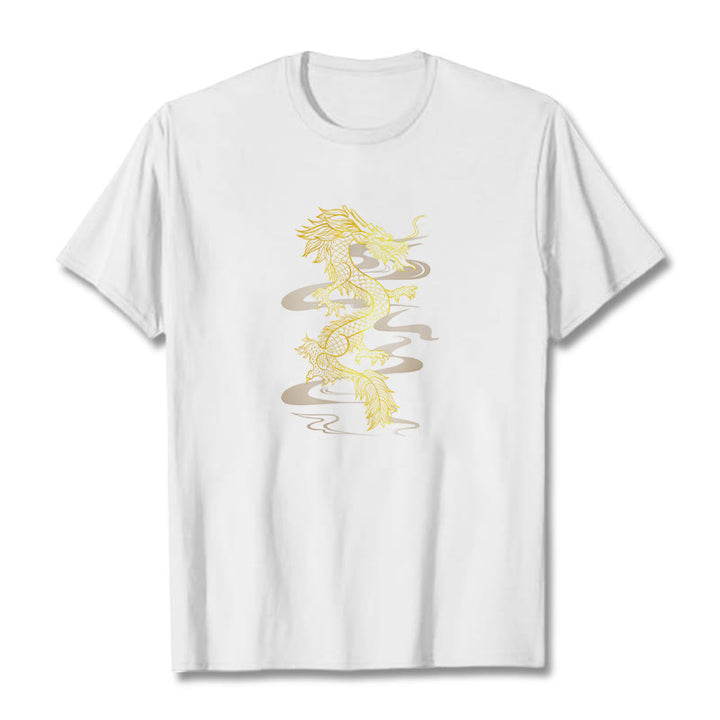 Koszulka z bawełny Buddha Stones Golden Dragon - Biały - 2XL - image 7