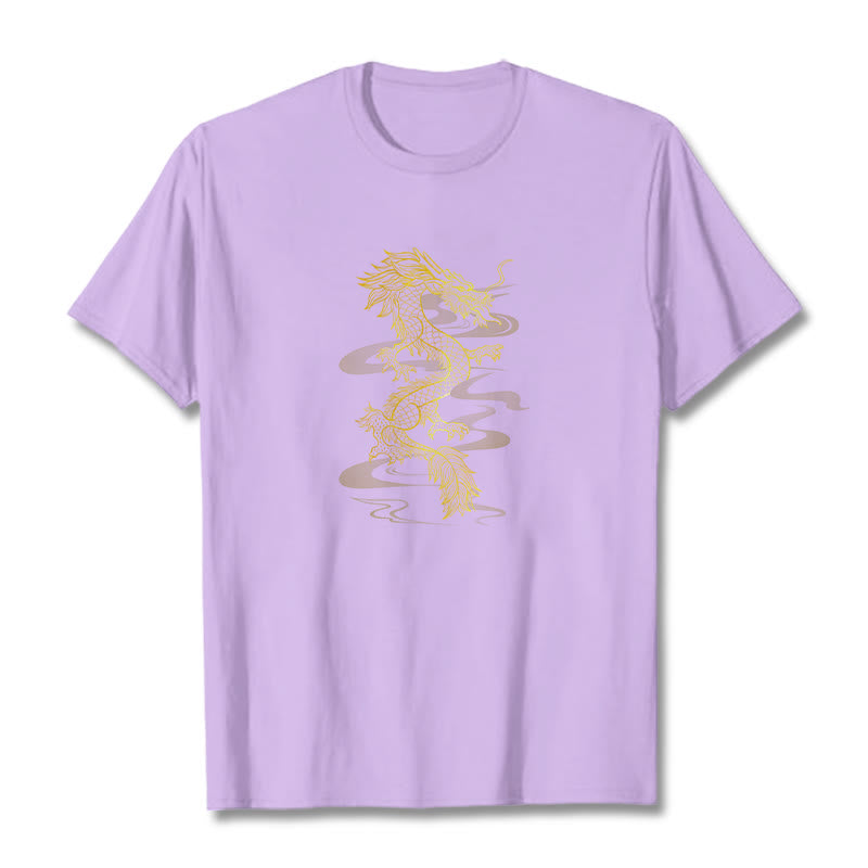 Koszulka z bawełny Buddha Stones Golden Dragon - Śliwka - 2XL - image 16