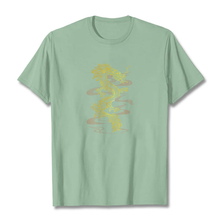 Koszulka z bawełny Buddha Stones Golden Dragon - PaleGreen - 2XL - image 15