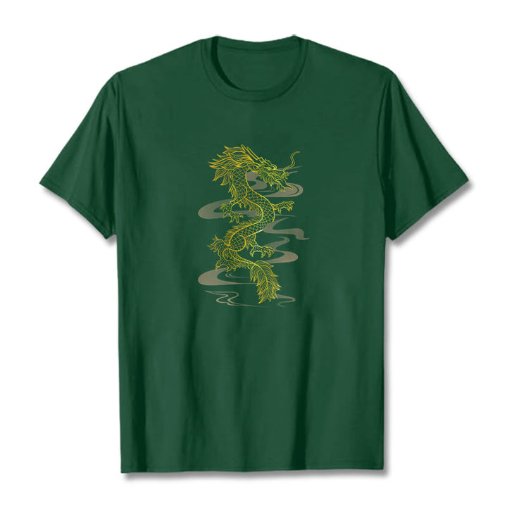Koszulka z bawełny Buddha Stones Golden Dragon - ForestGreen - 2XL - image 9