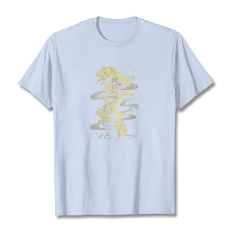 Koszulka z bawełny Buddha Stones Golden Dragon - Jasnoniebieski - 2XL - image 5
