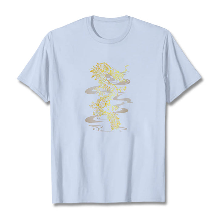 Koszulka z bawełny Buddha Stones Golden Dragon - Jasnoniebieski - 2XL - image 5