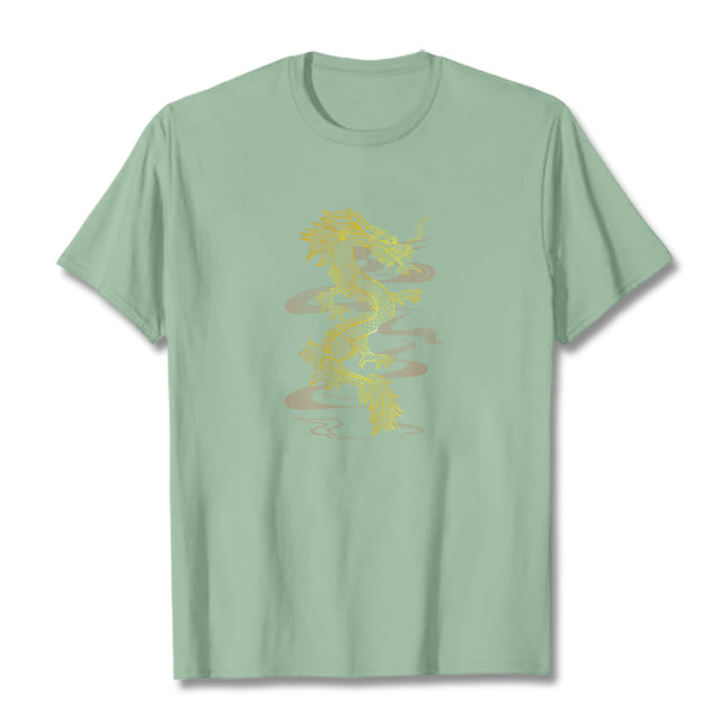 Koszulka z bawełny Buddha Stones Golden Dragon - PaleGreen - 2XL - image 14
