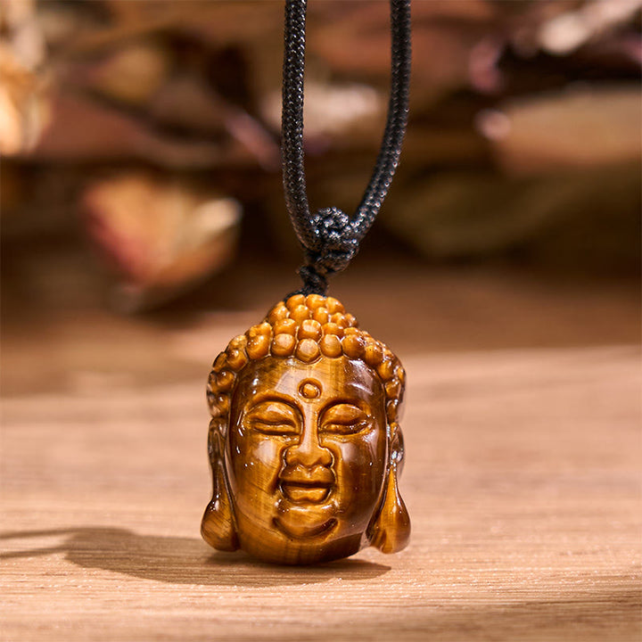 Buddha Stones Tygrysie Oko Sznurek Głowa Buddy Odwaga Naszyjnik Wisiorek - image 4
