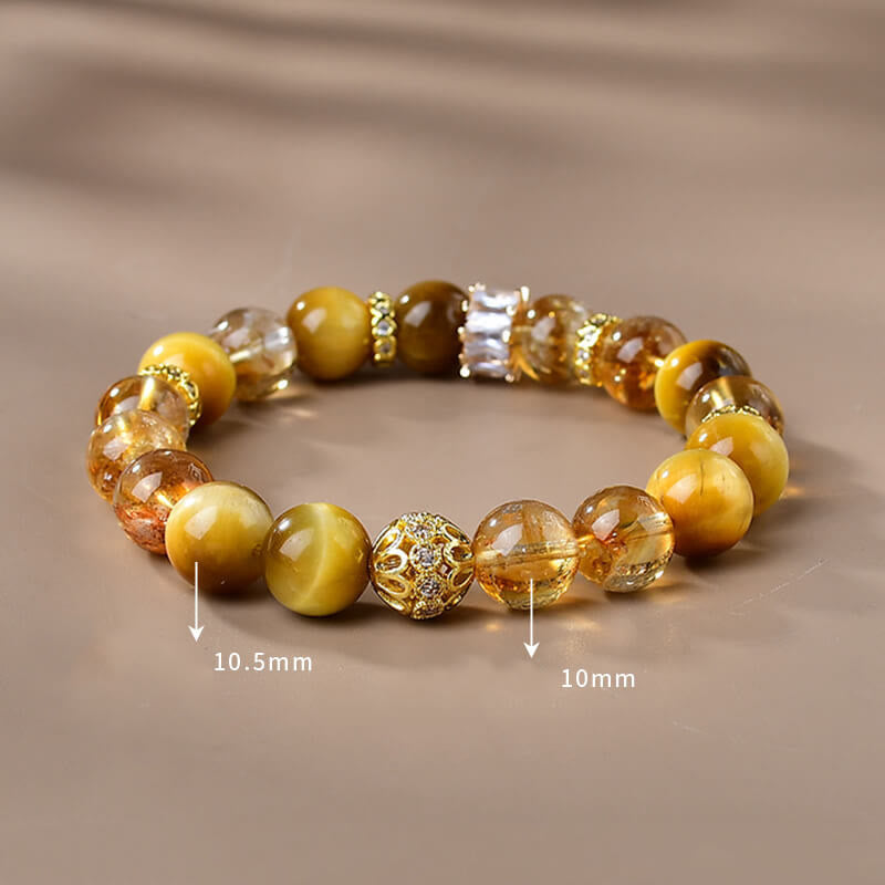 Buddha Stones Naturalne Koraliki Cytrynowe Tygrysie Oko Siła Odwaga Bransoletka