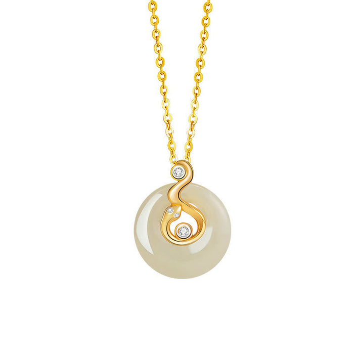 Buddha Stones Chiński Zodiak Hetian Jade Naszyjnik Obfitość 925 Srebro Sterling Wisiorek - Jadeit Hetian 925 Srebro Sterling-Wąż - image 17