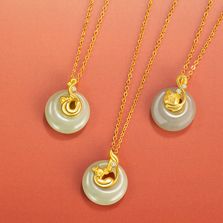 Buddha Stones Chiński Zodiak Hetian Jade Naszyjnik Obfitość 925 Srebro Sterling Wisiorek - image 31