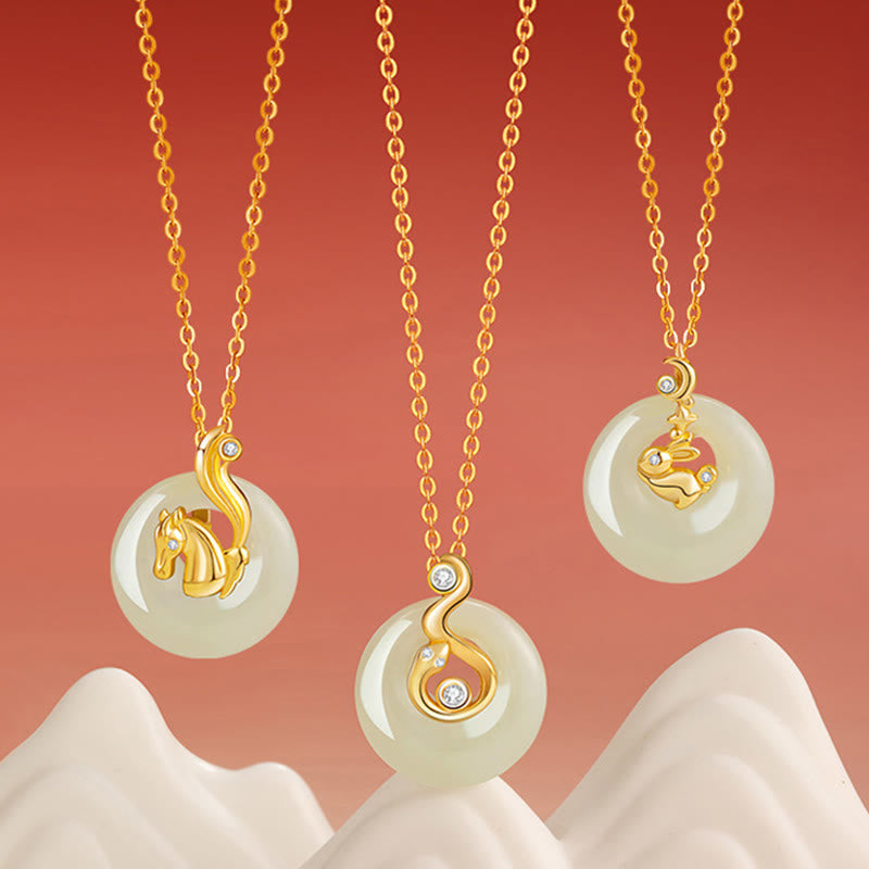 Buddha Stones Chiński Zodiak Hetian Jade Naszyjnik Obfitość 925 Srebro Sterling Wisiorek - image 30