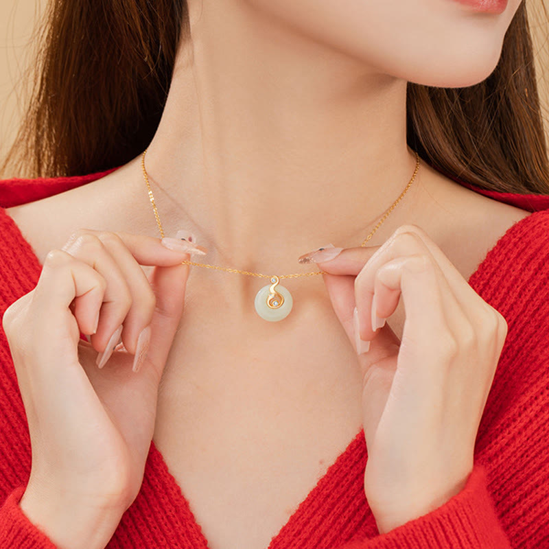 Buddha Stones Chiński Zodiak Hetian Jade Naszyjnik Obfitość 925 Srebro Sterling Wisiorek - image 20