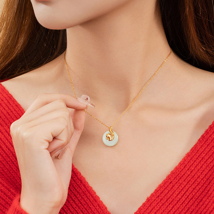 Buddha Stones Chiński Zodiak Hetian Jade Naszyjnik Obfitość 925 Srebro Sterling Wisiorek - image 22