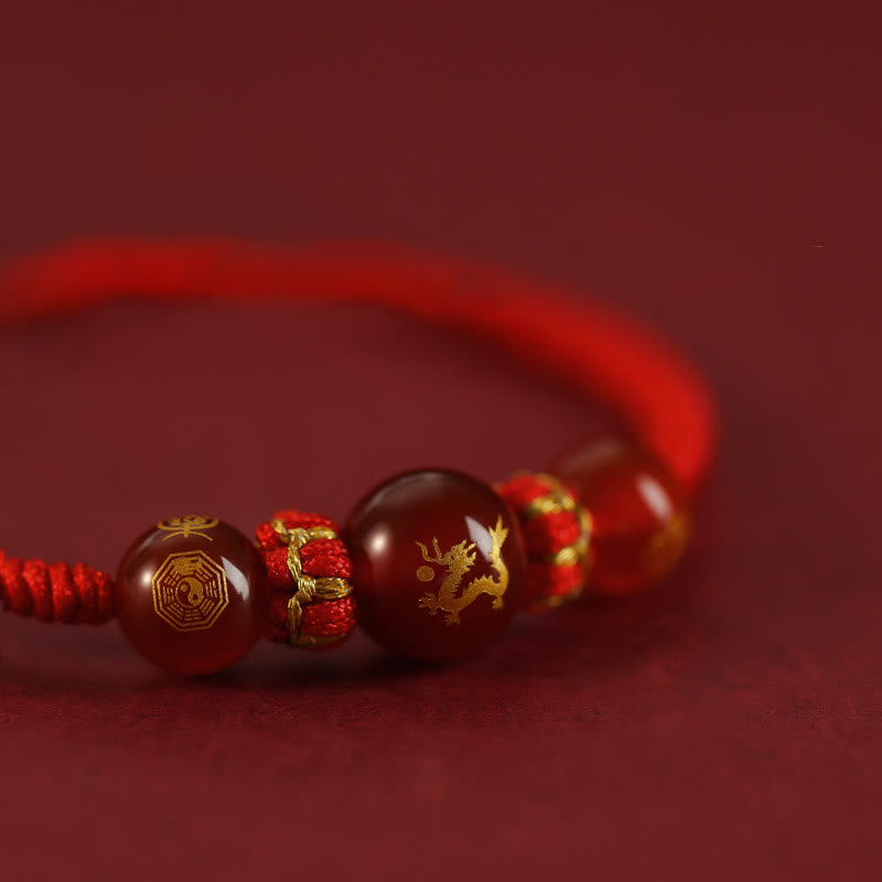 Bransoletka ochronna z czerwonego agatu Buddha Stones wykonana ręcznie z chińskiego zodiaku, czerwony sznurek pleciony - image 19