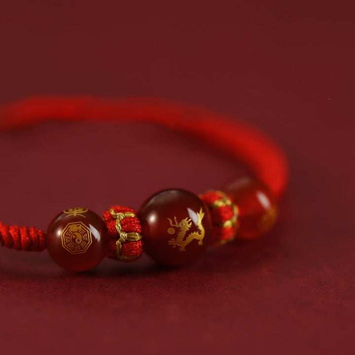 Bransoletka ochronna z czerwonego agatu Buddha Stones wykonana ręcznie z chińskiego zodiaku, czerwony sznurek pleciony - image 19
