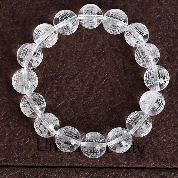 Bransoletka ochronna z naturalnego białego kryształu z Buddha Stones Sutra Serca
