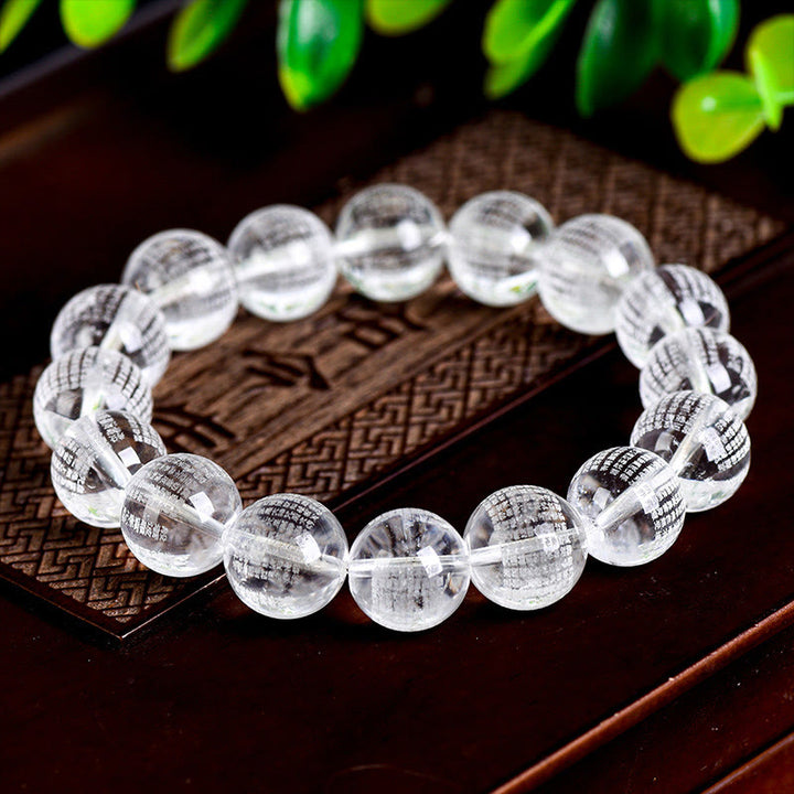 Bransoletka ochronna z naturalnego białego kryształu z Buddha Stones Sutra Serca