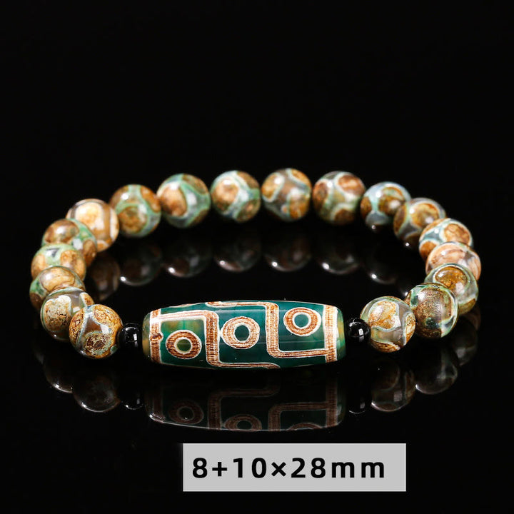 Buddha Stones Tybetańskie Dziewięciooki Dzi Koralik Naturalny Sandałowiec Biały Kocie Oko Agat Power Protection Bransoletka