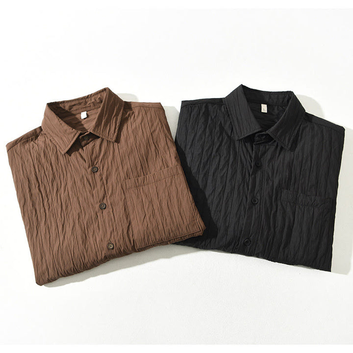 Koszula męska z długim rękawem i kieszenią Buddha Stones w jednolitym kolorze - image 1