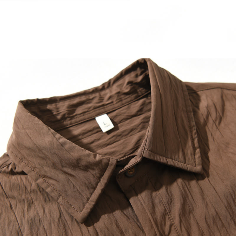 Koszula męska z długim rękawem i kieszenią Buddha Stones w jednolitym kolorze - image 5