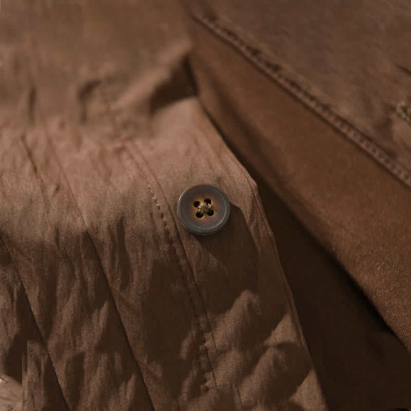 Koszula męska z długim rękawem i kieszenią Buddha Stones w jednolitym kolorze - image 7