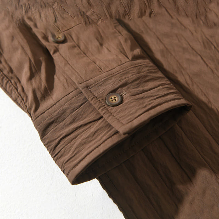 Koszula męska z długim rękawem i kieszenią Buddha Stones w jednolitym kolorze - image 6