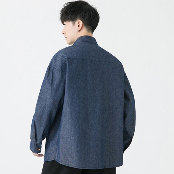 Buddha Stones Bambusowe Liście Wzór Żaba-guzik Tang Suit Bawełniana Męska Kurtka Koszula