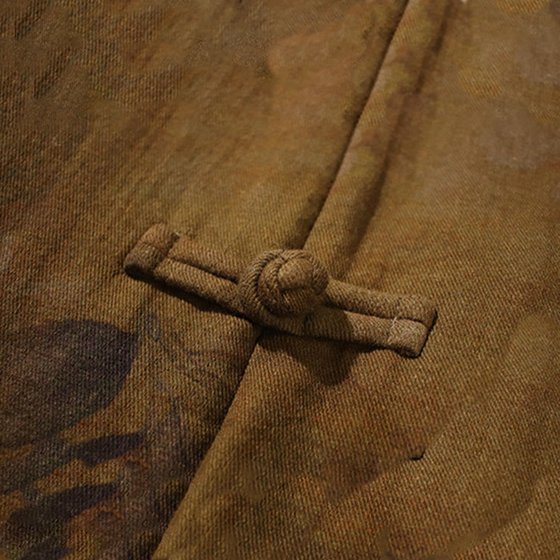 Buddha Stones Kwiat Żaba-guzik Tang Suit Bawełniana męska kurtka Koszula