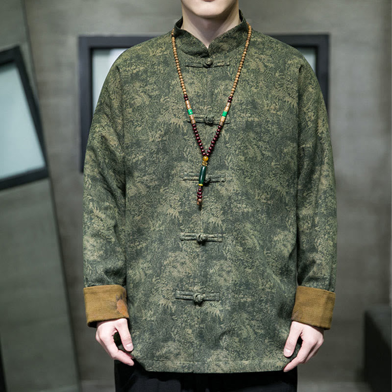 Buddha Stones Kwiat Żaba-guzik Tang Suit Bawełniana męska kurtka Koszula  - image 7