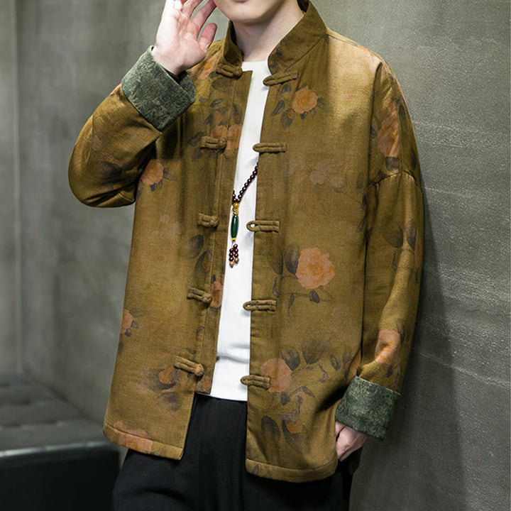 Buddha Stones Kwiat Żaba-guzik Tang Suit Bawełniana męska kurtka Koszula  - image 15