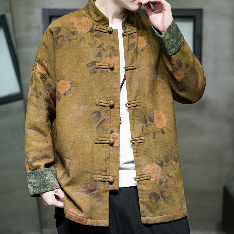 Buddha Stones Kwiat Żaba-guzik Tang Suit Bawełniana męska kurtka Koszula  - image 13