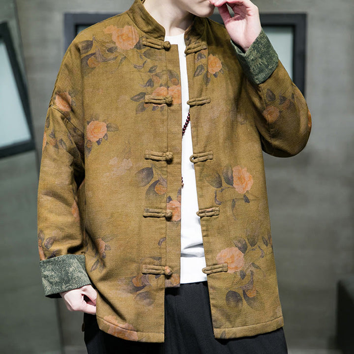 Buddha Stones Kwiat Żaba-guzik Tang Suit Bawełniana męska kurtka Koszula  - image 13
