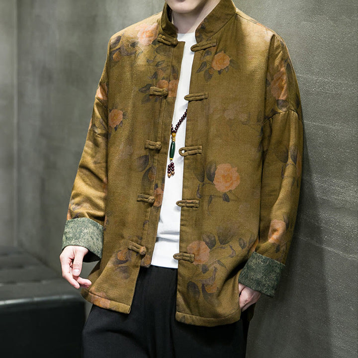 Buddha Stones Kwiat Żaba-guzik Tang Suit Bawełniana męska kurtka Koszula  - image 16