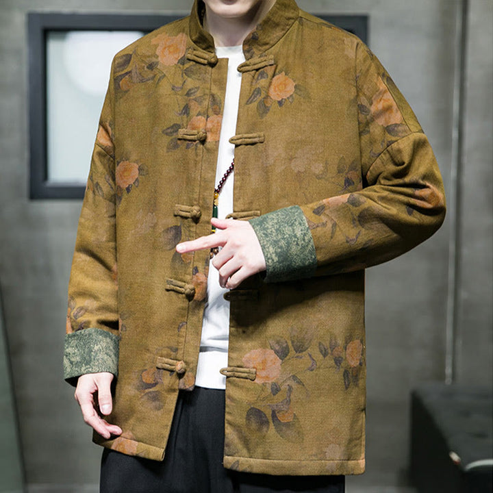 Buddha Stones Kwiat Żaba-guzik Tang Suit Bawełniana męska kurtka Koszula  - image 12