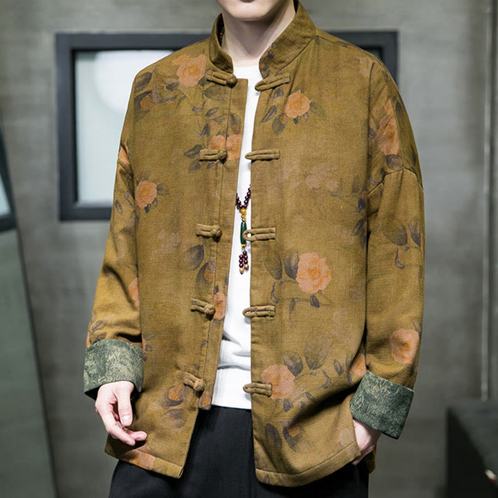 Buddha Stones Kwiat Żaba-guzik Tang Suit Bawełniana męska kurtka Koszula  - image 11