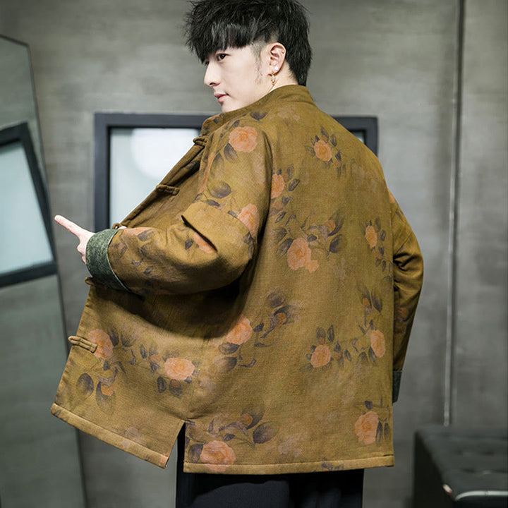 Buddha Stones Kwiat Żaba-guzik Tang Suit Bawełniana męska kurtka Koszula  - image 17