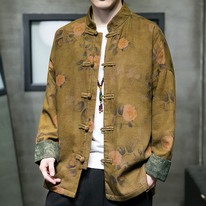 Buddha Stones Kwiat Żaba-guzik Tang Suit Bawełniana męska kurtka Koszula  - image 11
