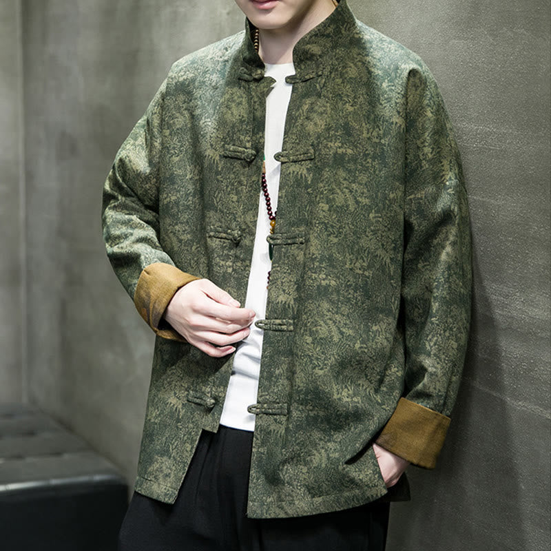 Buddha Stones Kwiat Żaba-guzik Tang Suit Bawełniana męska kurtka Koszula  - image 2