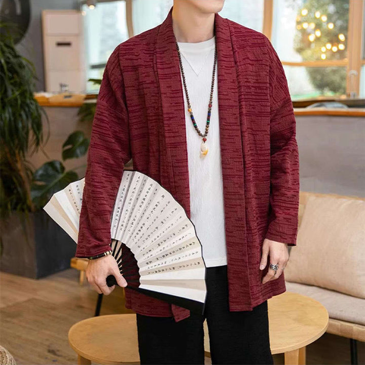 Buddha Stones Jesień Prosty Luźny Gładki Lniany Mieszanka Męski Płaszcz Średniej Długości Odzież - image 13