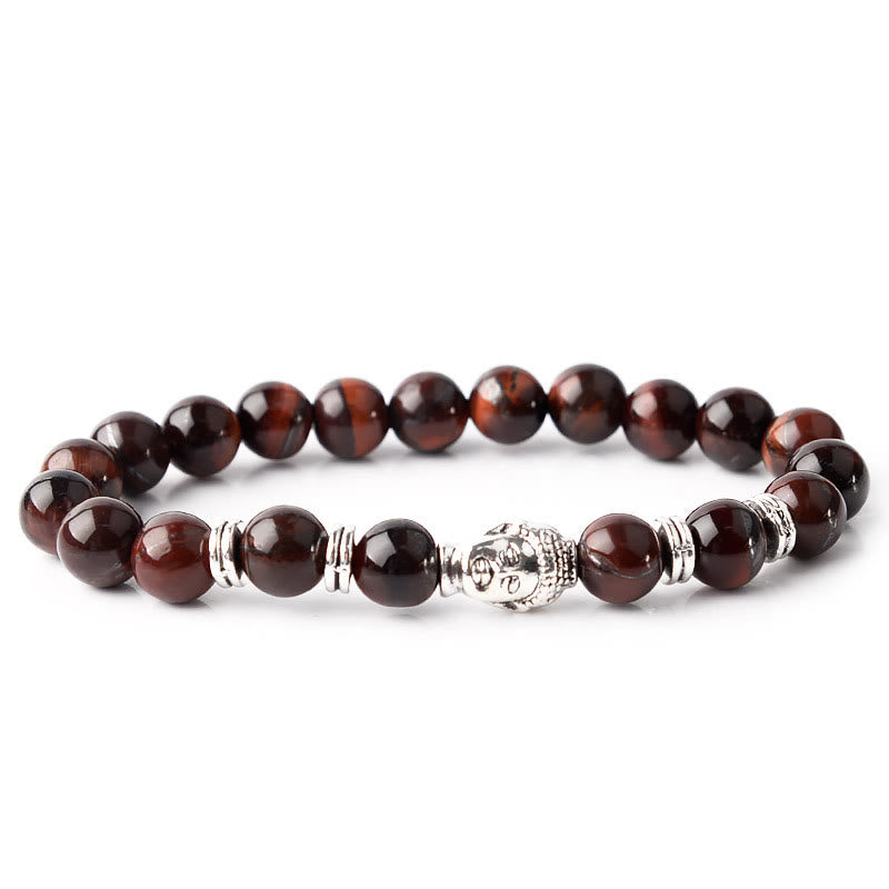 Buddha Stones Niebieski Zielony Czerwony Tygrysie Oko Głowa Buddy Bransoletka Równowaga