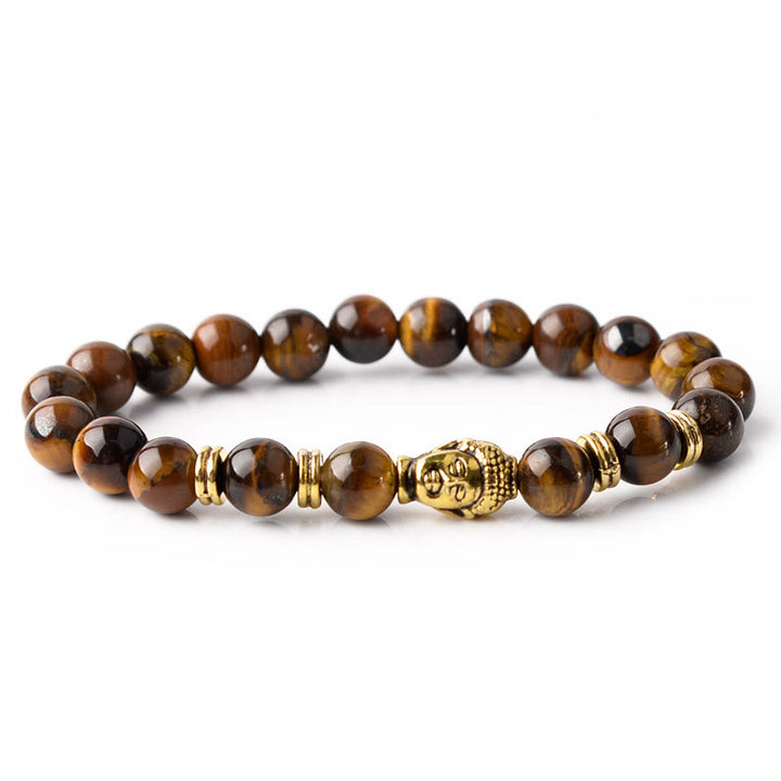 Buddha Stones Niebieski Zielony Czerwony Tygrysie Oko Głowa Buddy Bransoletka Równowaga