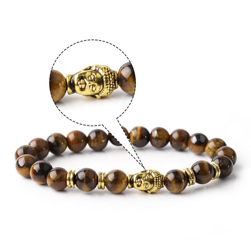 Buddha Stones Niebieski Zielony Czerwony Tygrysie Oko Głowa Buddy Bransoletka Równowaga