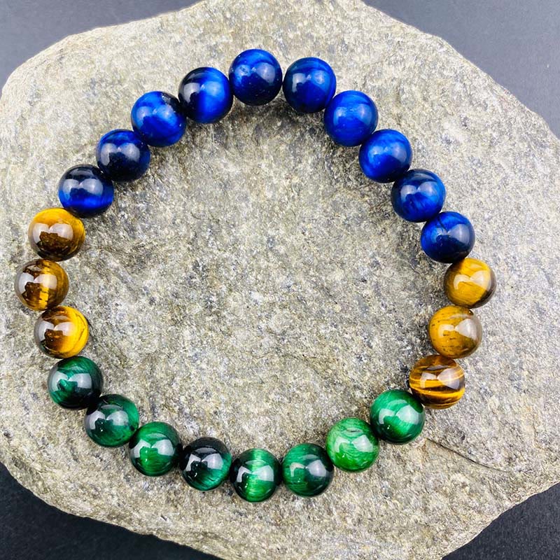 Buddha Stones Niebieskie Tygrysie Oko Zielone Tygrysie Oko Bransoletka Równowagi Tygrysiego Oka