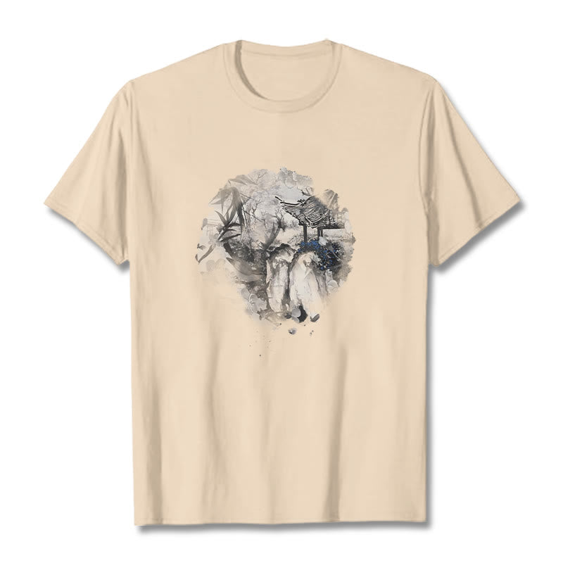 Buddha Stones Chiński pawilon górski z bambusa Wzór T-shirt T-shirt - For - 2XL - image 5